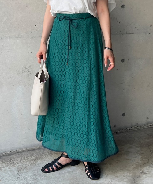 Chez toi（シェトワ）の「パイピングレーススカート（スカート・レディース・ブラック/グリーン/アイボリー・FREE）」の9枚目の写真