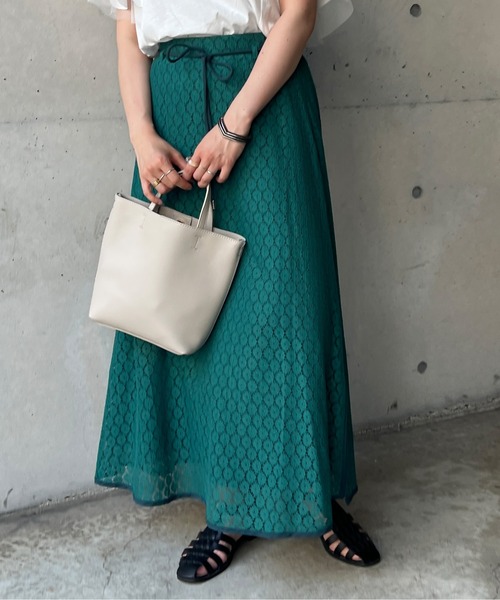 Chez toi（シェトワ）の「パイピングレーススカート（スカート・レディース・ブラック/グリーン/アイボリー・FREE）」の4枚目の写真