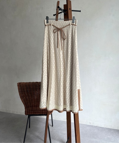 Chez toi（シェトワ）の「パイピングレーススカート（スカート・レディース・ブラック/グリーン/アイボリー・FREE）」の10枚目の写真