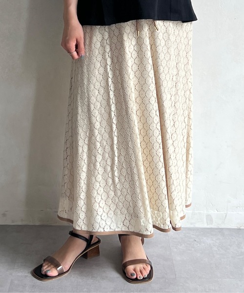Chez toi（シェトワ）の「パイピングレーススカート（スカート・レディース・ブラック/グリーン/アイボリー・FREE）」の5枚目の写真