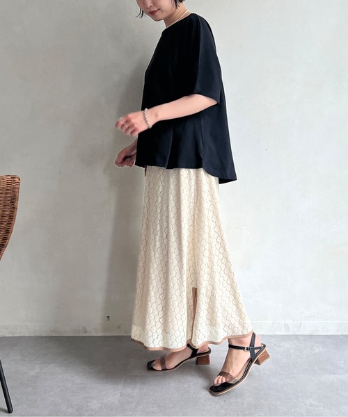 Chez toi（シェトワ）の「パイピングレーススカート（スカート・レディース・ブラック/グリーン/アイボリー・FREE）」の22枚目の写真