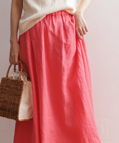 URBAN RESEARCH DOORS（アーバンリサーチドアーズ）の「リネンフレアスカート（スカート・レディース・ネイビー/ピンク/ブルー・MEDIUM）」の5枚目の写真