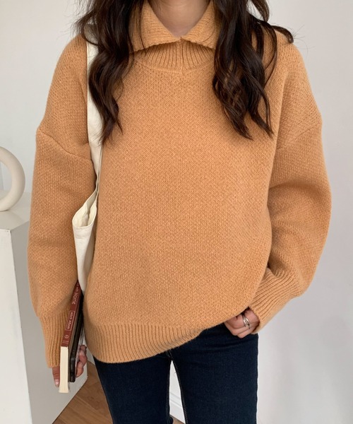 ABITOKYO(アビトーキョー)の「スリットハイネックプルオーバー(ニット/セーター・レディース・ブラック/ネイビー/グリーン/アイボリー/ベージュ/パープル・FREE)」の4枚目の写真