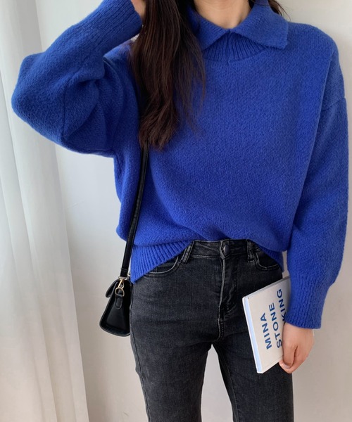 ABITOKYO(アビトーキョー)の「スリットハイネックプルオーバー(ニット/セーター・レディース・ブラック/ネイビー/グリーン/アイボリー/ベージュ/パープル・FREE)」の22枚目の写真
