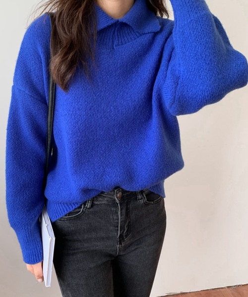 ABITOKYO(アビトーキョー)の「スリットハイネックプルオーバー(ニット/セーター・レディース・ブラック/ネイビー/グリーン/アイボリー/ベージュ/パープル・FREE)」の16枚目の写真
