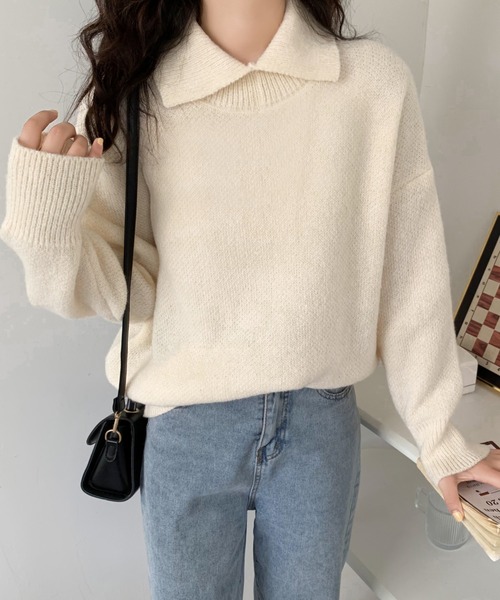 ABITOKYO(アビトーキョー)の「スリットハイネックプルオーバー(ニット/セーター・レディース・ブラック/ネイビー/グリーン/アイボリー/ベージュ/パープル・FREE)」の9枚目の写真