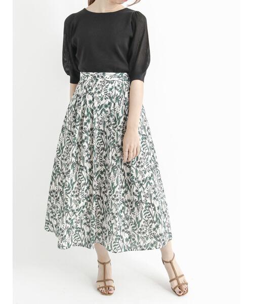 Te chichi（テチチ）の「ボタニカル柄タックスカート（スカート・レディース・グリーン/ネイビー・ﾌﾘ-）」の16枚目の写真