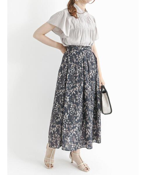 Te chichi（テチチ）の「ボタニカル柄タックスカート（スカート・レディース・グリーン/ネイビー・ﾌﾘ-）」の21枚目の写真