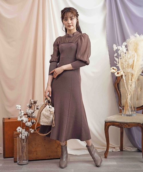 NOELA(ノエラ)の「ビスチェリブニットワンピース(ワンピース・レディース・ブルー/ベージュ/ブラウン・フリー)」の8枚目の写真