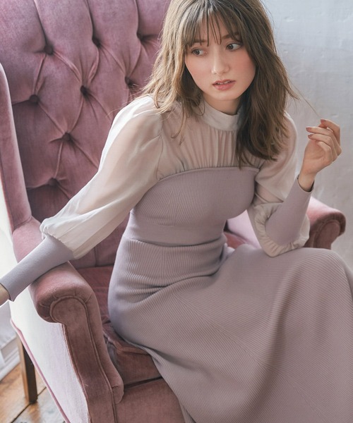 NOELA(ノエラ)の「ビスチェリブニットワンピース(ワンピース・レディース・ブルー/ベージュ/ブラウン・フリー)」の10枚目の写真