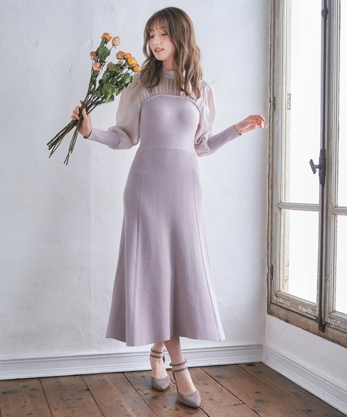 NOELA(ノエラ)の「ビスチェリブニットワンピース(ワンピース・レディース・ブルー/ベージュ/ブラウン・フリー)」の12枚目の写真