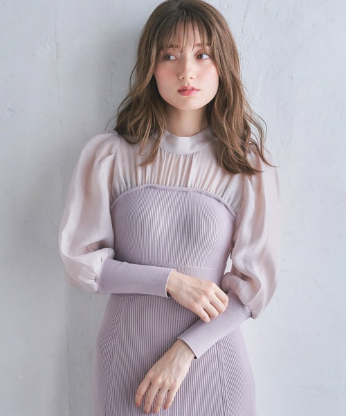 NOELA(ノエラ)の「ビスチェリブニットワンピース(ワンピース・レディース・ブルー/ベージュ/ブラウン・フリー)」の16枚目の写真