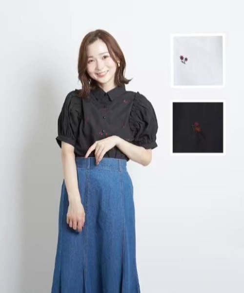 PAPAVER（パパヴェル）の「【papaver】花刺繍ボリュームブラウス（シャツ/ブラウス・レディース・ブラック/オフホワイト・MEDIUM）」の4枚目の写真