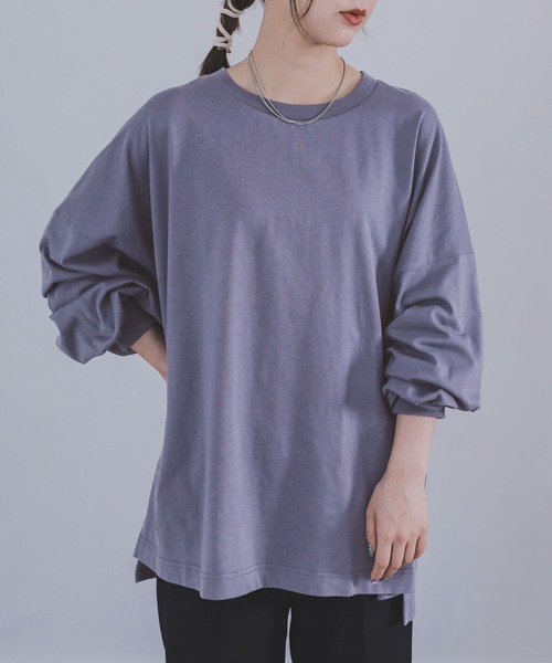 n'OrLABEL(ノアールレーベル)の「『こなれパフ袖ロンT』(Tシャツ/カットソー・レディース・ブルーグリーン/イエロー/ピンク/ブルー/ブラック/グレイッシュベージュ/スモークピンク/グレイッシュブルー/チャコール・FREE)」の6枚目の写真