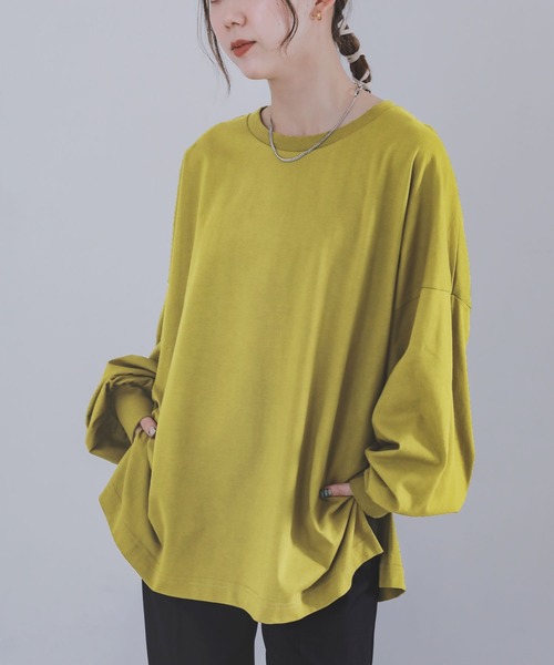 n'OrLABEL(ノアールレーベル)の「『こなれパフ袖ロンT』(Tシャツ/カットソー・レディース・ブルーグリーン/イエロー/ピンク/ブルー/ブラック/グレイッシュベージュ/スモークピンク/グレイッシュブルー/チャコール・FREE)」の7枚目の写真