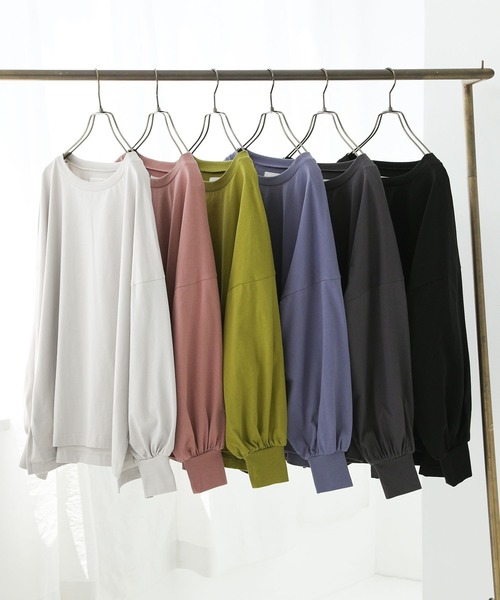 n'OrLABEL(ノアールレーベル)の「『こなれパフ袖ロンT』(Tシャツ/カットソー・レディース・ブルーグリーン/イエロー/ピンク/ブルー/ブラック/グレイッシュベージュ/スモークピンク/グレイッシュブルー/チャコール・FREE)」の10枚目の写真