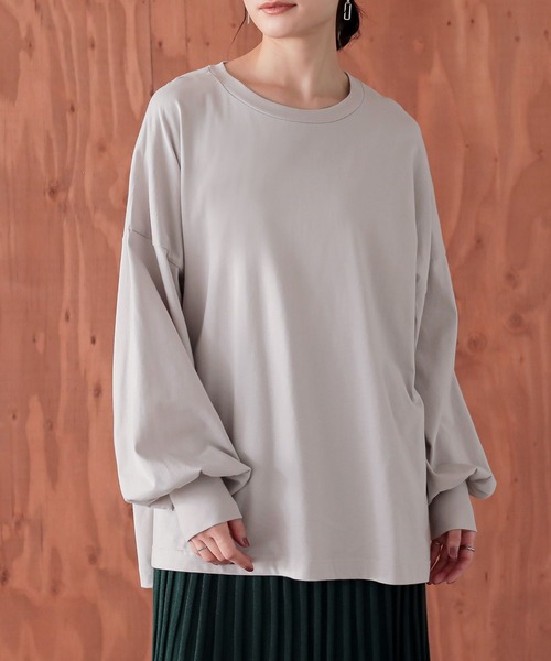 n'OrLABEL(ノアールレーベル)の「『こなれパフ袖ロンT』(Tシャツ/カットソー・レディース・ブルーグリーン/イエロー/ピンク/ブルー/ブラック/グレイッシュベージュ/スモークピンク/グレイッシュブルー/チャコール・FREE)」の16枚目の写真