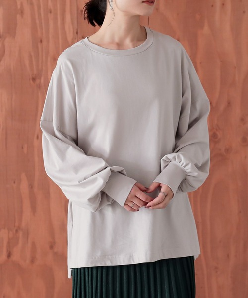 n'OrLABEL(ノアールレーベル)の「『こなれパフ袖ロンT』(Tシャツ/カットソー・レディース・ブルーグリーン/イエロー/ピンク/ブルー/ブラック/グレイッシュベージュ/スモークピンク/グレイッシュブルー/チャコール・FREE)」の17枚目の写真