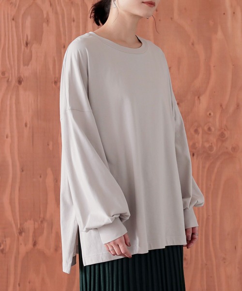 n'OrLABEL(ノアールレーベル)の「『こなれパフ袖ロンT』(Tシャツ/カットソー・レディース・ブルーグリーン/イエロー/ピンク/ブルー/ブラック/グレイッシュベージュ/スモークピンク/グレイッシュブルー/チャコール・FREE)」の18枚目の写真