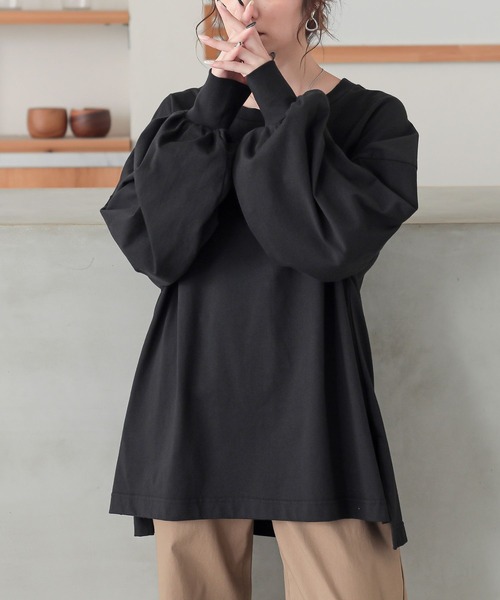 n'OrLABEL(ノアールレーベル)の「『こなれパフ袖ロンT』(Tシャツ/カットソー・レディース・ブルーグリーン/イエロー/ピンク/ブルー/ブラック/グレイッシュベージュ/スモークピンク/グレイッシュブルー/チャコール・FREE)」の11枚目の写真