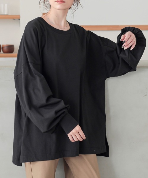 n'OrLABEL(ノアールレーベル)の「『こなれパフ袖ロンT』(Tシャツ/カットソー・レディース・ブルーグリーン/イエロー/ピンク/ブルー/ブラック/グレイッシュベージュ/スモークピンク/グレイッシュブルー/チャコール・FREE)」の12枚目の写真