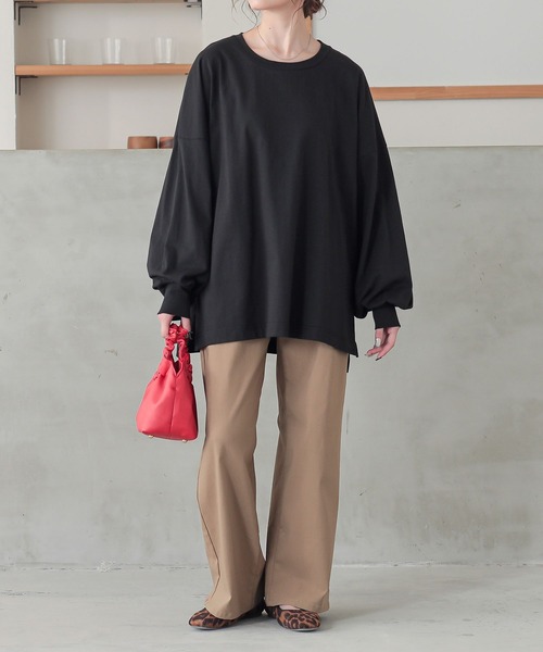 n'OrLABEL(ノアールレーベル)の「『こなれパフ袖ロンT』(Tシャツ/カットソー・レディース・ブルーグリーン/イエロー/ピンク/ブルー/ブラック/グレイッシュベージュ/スモークピンク/グレイッシュブルー/チャコール・FREE)」の13枚目の写真