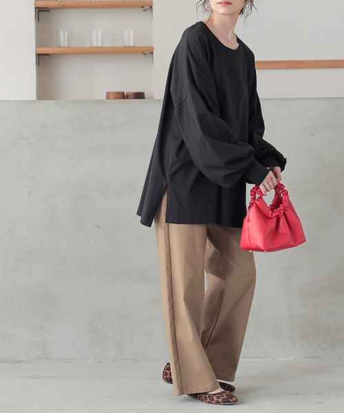 n'OrLABEL(ノアールレーベル)の「『こなれパフ袖ロンT』(Tシャツ/カットソー・レディース・ブルーグリーン/イエロー/ピンク/ブルー/ブラック/グレイッシュベージュ/スモークピンク/グレイッシュブルー/チャコール・FREE)」の14枚目の写真