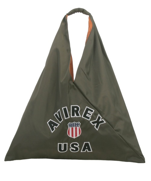AVIREX（アヴィレックス）の「【直営店限定】VARSITY NYLON BAG/ バーシティーナイロンバッグ（トートバッグ・レディース・オリーブ/ブラック・FREE）」の4枚目の写真