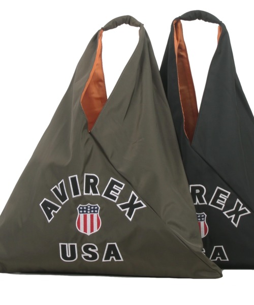 AVIREX（アヴィレックス）の「【直営店限定】VARSITY NYLON BAG/ バーシティーナイロンバッグ（トートバッグ・レディース・オリーブ/ブラック・FREE）」の5枚目の写真