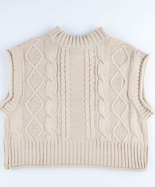 HONEYSUCKLE ROSE（ハニーサックルローズ）の「【HONEYSUCKLE ROSE】ケーブル編みベスト（ベスト・レディース・キナリ/グレー・M/L）」の10枚目の写真