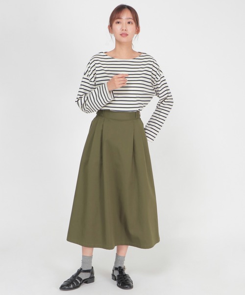 ikka(イッカ)の「TCツイルタックフレアスカート(スカート・レディース・ベージュ/オリーブ・L/M)」の7枚目の写真