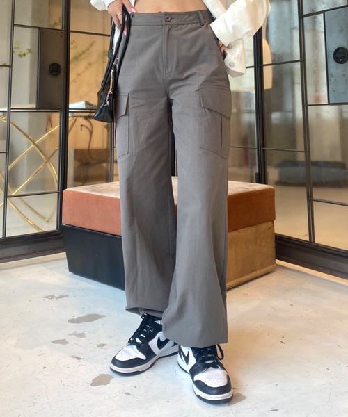 SHAGGIE（シャギー）の「ドローコードワイドカーゴスノーパンツ（カーゴパンツ・レディース・チャコールグレー/ブラック/ブラウン/カーキ/その他・FREE）」の3枚目の写真