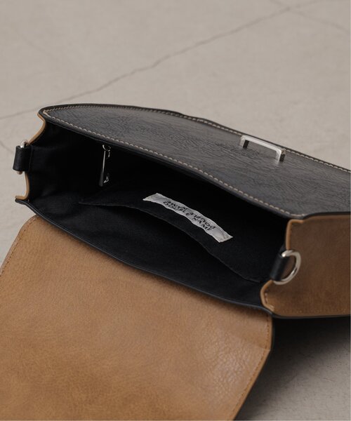 DOUBLE NAME（ダブルネーム）の「配色ステッチ合皮ショルダーBAG（ショルダーバッグ・レディース・ブラウン/スミクロ/キナリ・FREE）」の20枚目の写真