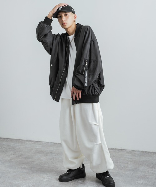 Rocky Monroe(ロッキーモンロー)の「マイクロフリースボアスウェット ワイドイージーパンツ(スウェットパンツ・メンズ・ブラック/オレンジ/ロイヤルブルー/パープル/グリーン/オフホワイト・M/L)」の8枚目の写真