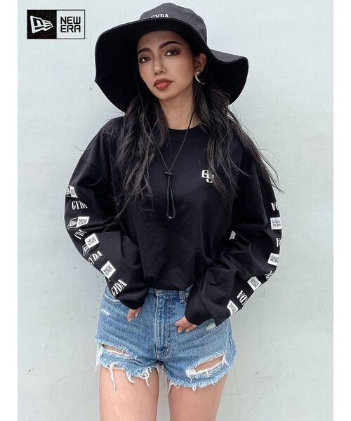 GYDA（ジェイダ）の「GYDA×NEW ERA Oversized ロンT（Tシャツ/カットソー・レディース・ブラック/オフホワイト・FREE）」の6枚目の写真