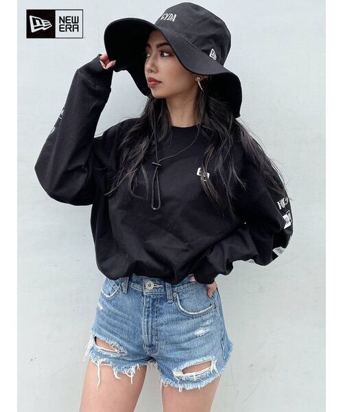 GYDA（ジェイダ）の「GYDA×NEW ERA Oversized ロンT（Tシャツ/カットソー・レディース・ブラック/オフホワイト・FREE）」の4枚目の写真
