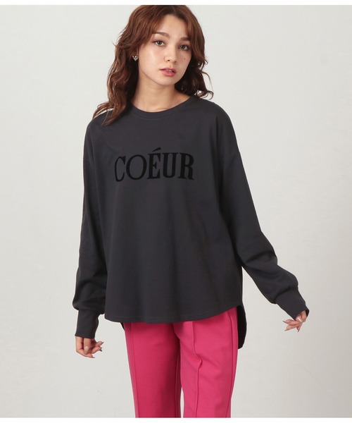 CHILLE（チル）の「COEURフロッキープリントロンT（Tシャツ/カットソー・レディース・ブラック/グリーン/ダークグレー・FREE）」の2枚目の写真