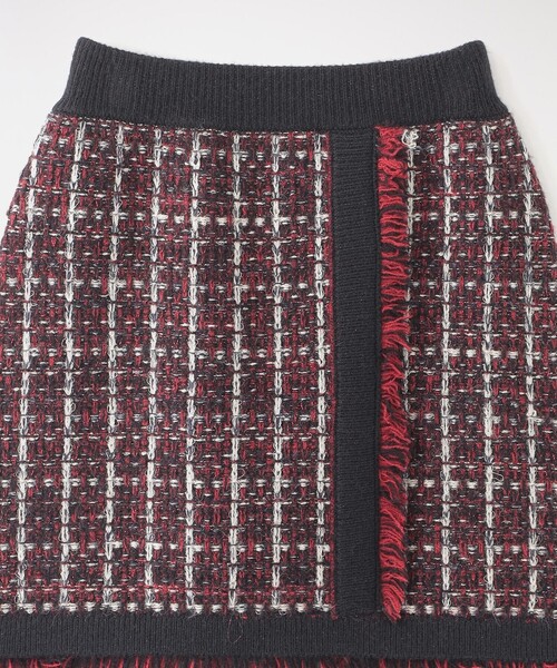 LOVELESS（ラブレス）の「ツィードライクニットスカート（スカート・レディース・レッド系その他/ネイビー・34/36）」の4枚目の写真