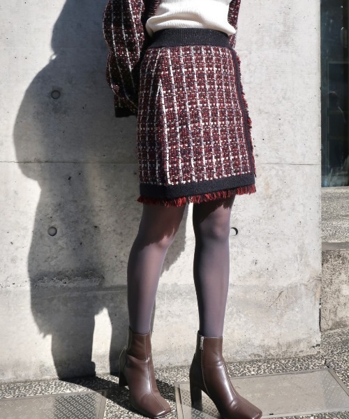LOVELESS（ラブレス）の「ツィードライクニットスカート（スカート・レディース・レッド系その他/ネイビー・34/36）」の8枚目の写真