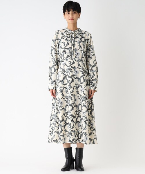 OPAQUE.CLIP(オペークドットクリップ)の「◆ボタニカルプリント ボウタイワンピース(ワンピース・レディース・アイボリー系/ブラック系・36/38/40)」の11枚目の写真