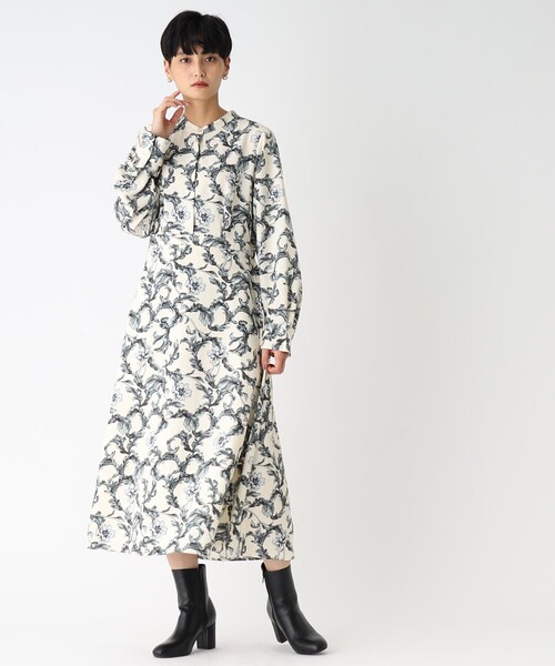 OPAQUE.CLIP(オペークドットクリップ)の「◆ボタニカルプリント ボウタイワンピース(ワンピース・レディース・アイボリー系/ブラック系・36/38/40)」の7枚目の写真
