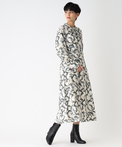 OPAQUE.CLIP(オペークドットクリップ)の「◆ボタニカルプリント ボウタイワンピース(ワンピース・レディース・アイボリー系/ブラック系・36/38/40)」の13枚目の写真
