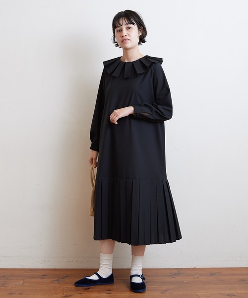 bulle de savon（ビュルデサボン）の「T/W Pleats　ワンピース（ワンピース・レディース・ブラック/グレー・FREE）」の7枚目の写真