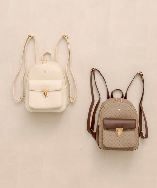 OLIVE des OLIVE（オリーブデオリーブ）の「オリジナルエンブレム付きミニリュック　1031120020（バックパック/リュック・レディース・ブラウン/アイボリー・FREE）」の3枚目の写真