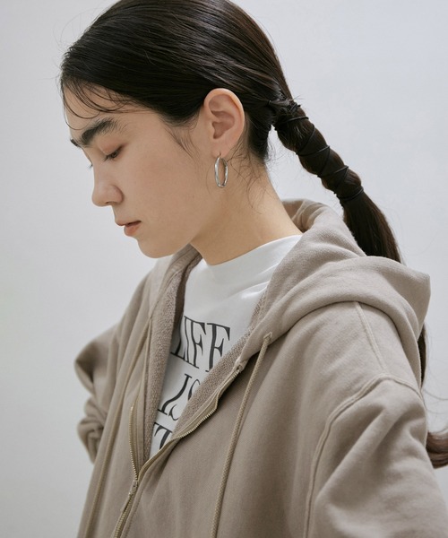 SALON adam et rope'(サロン アダム エ ロペ)の「【手洗い可能】フロントジップフードパーカー(パーカー・レディース・ピンク/グレー系その他/ホワイト・FREE)」の6枚目の写真