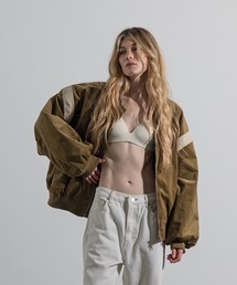 【PLACE STUDIO 】オーバーサイズブルゾン レザーバイカラーバーシティジャンパー