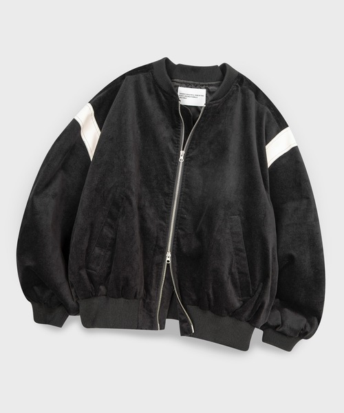 PLACE STUDIO（プレイススタジオ）の「【PLACE STUDIO 】オーバーサイズブルゾン レザーバイカラーバーシティジャンパー（ブルゾン・レディース・ブラック/カーキ・FREE）」の3枚目の写真