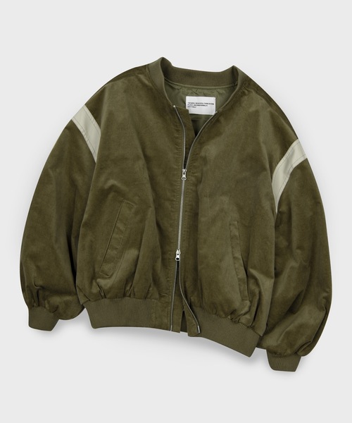 PLACE STUDIO（プレイススタジオ）の「【PLACE STUDIO 】オーバーサイズブルゾン レザーバイカラーバーシティジャンパー（ブルゾン・レディース・ブラック/カーキ・FREE）」の8枚目の写真