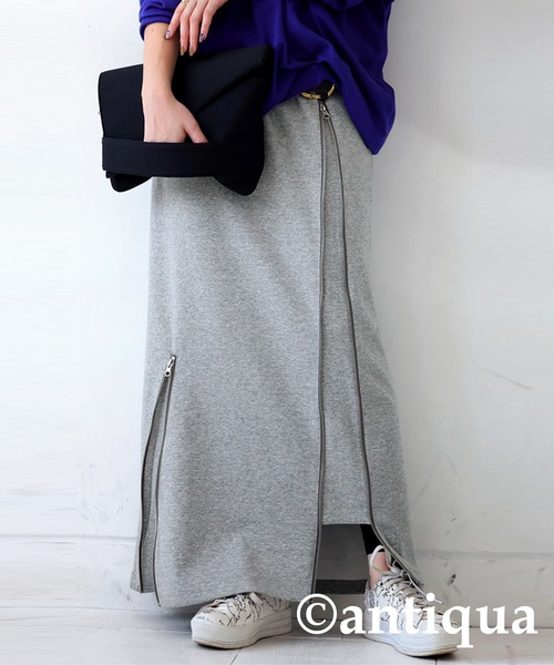 antiqua（アンティカ）の「アシメファスナースカート（スカート・レディース・ブラック/杢グレー・FREE）」の2枚目の写真