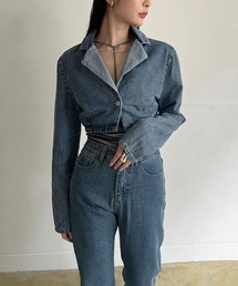 Jewelobe | クロップドテーラージャケット×ベルボトムルーズパンツ デニムセットアップ(セットアップ)